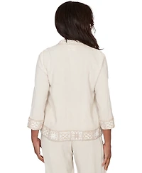Alfred Dunner Petite Natural Wonder Embellished Crochet Jacket