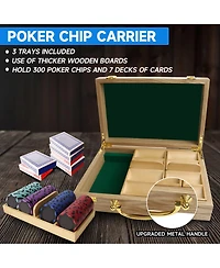 Gse Games & Sports Expert Casino Wooden Poker Chip Case with Trays for Nights 300 Pieces