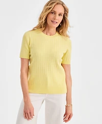 Style & Co Women's Ribbed Crewneck Short-Sleeve Sweater, Macy's Exclusive