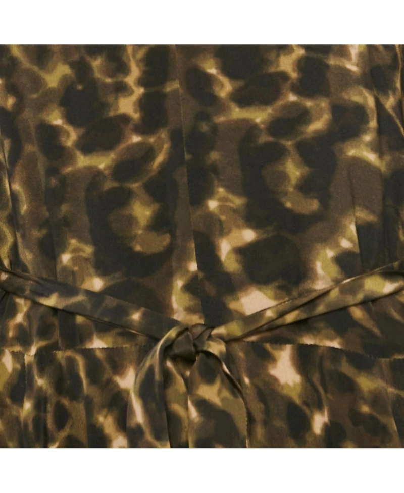 Pre-Owned Stella Mccartney Women's Green Abstract Print Silk Flare Dress