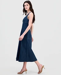 14th Place Juniors' Denim Drop-Waist Midi Dress