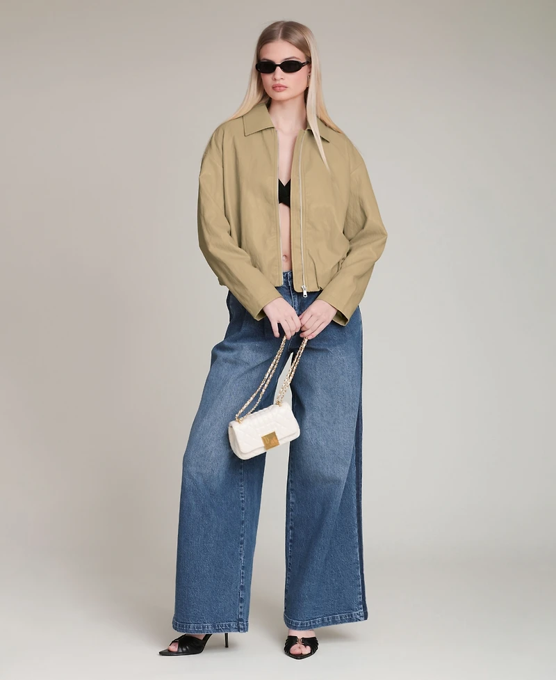 Avec Les Filles Women's Draped Zip Jacket