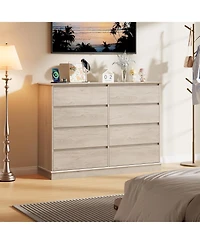 Gaomon 8-Drawer Dresser for Bedroom – Wide Oak Chest with Spacious Top, Modern Wooden Storage Organizer for Closet, Living Room, Hallway