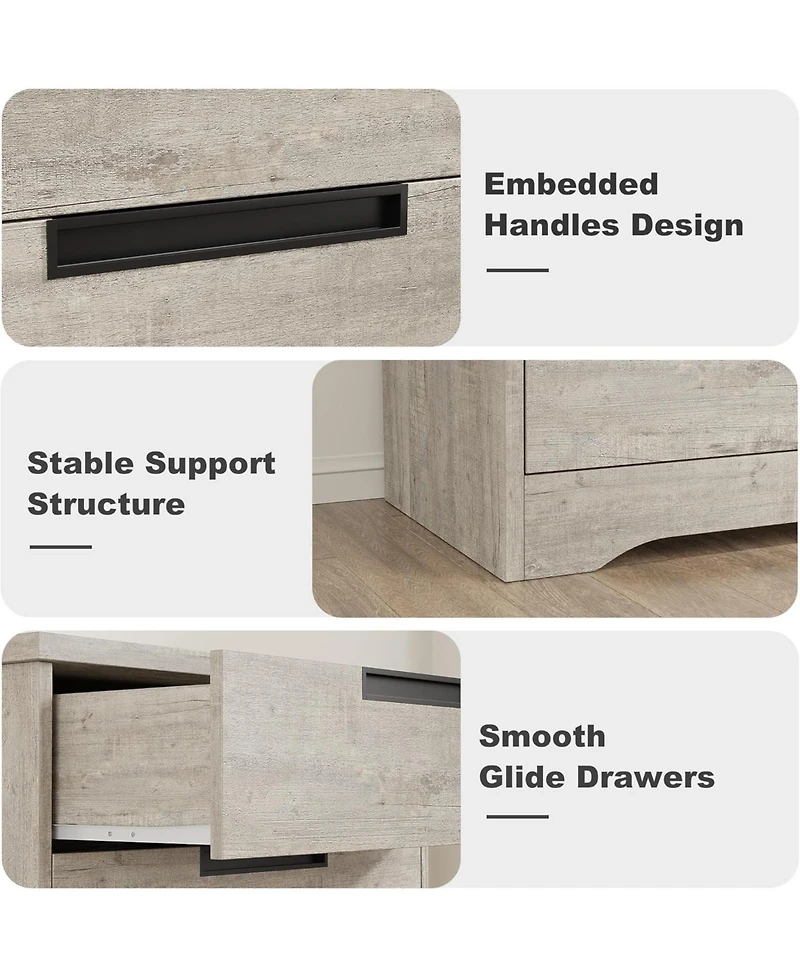 Gaomon Dresser, 5-Drawer, Natural Wood, Embedded Handles, Chest of Drawers Organizer for Bedroom, Living Room, Nursery, Hallway