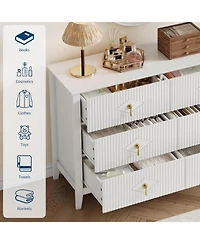 Gaomon Fluted Dresser 47" Wide - 6-Drawer Modern Wood Chest for Bedroom, Stylish Storage Cabinet Living Room, Hallway, or Entryway