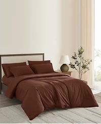 Brooklyn Loom Solid Cotton Percale 3-Pc. Duvet Cover Set, Full/Queen