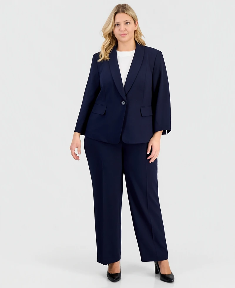 Le Suit Plus One-Button 3/4-Sleeve 2 Piece Pantsuit
