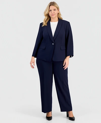 Le Suit Plus One-Button 3/4-Sleeve 2 Piece Pantsuit