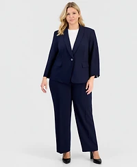 Le Suit Plus One-Button 3/4-Sleeve 2 Piece Pantsuit