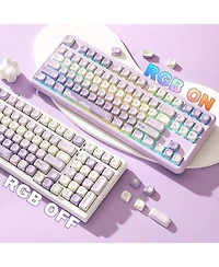 Lofree 132 Keys Moa Keycaps, Dye-Sublimation Pbt Custom Keycap Set, Cute Bear Customized Pattern Keycaps for Mx Switches Mechanical Gaming Keyboard