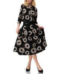 Ivonne Women's Embroidered Midi Skirt with Belt