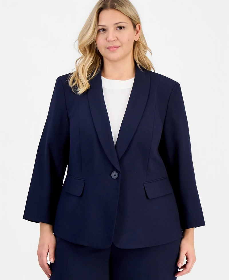 Le Suit Plus One-Button 3/4-Sleeve 2 Piece Pantsuit