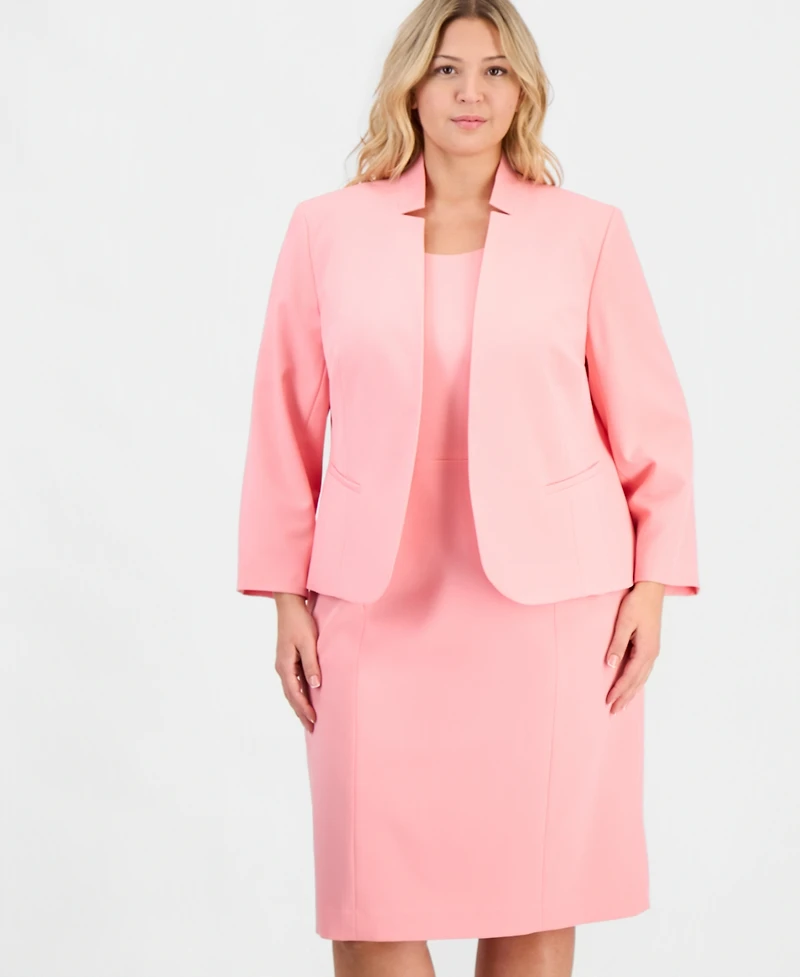 Le Suit Plus Kiss-Front Cutout-Collar Dress