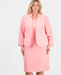 Le Suit Plus Kiss-Front Cutout-Collar Dress