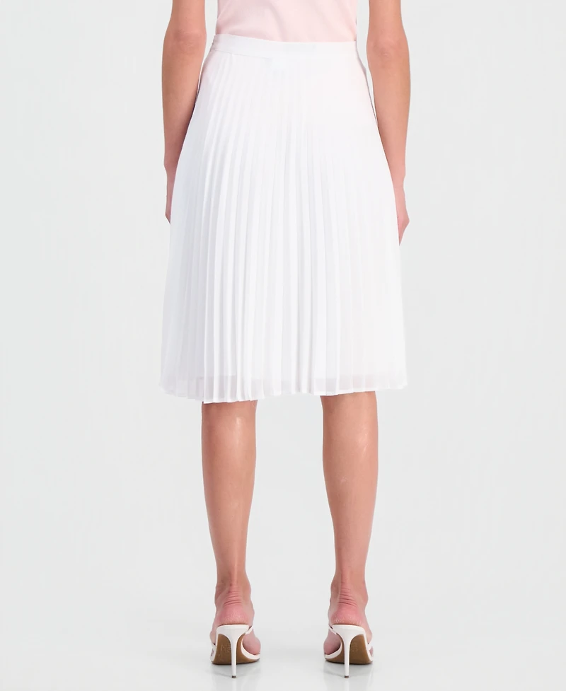 Tahari Asl Women's Solid-Color Pleated Chiffon Midi Skirt