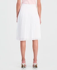 Tahari Asl Women's Solid-Color Pleated Chiffon Midi Skirt