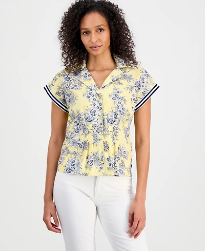 Nautica Women's Cotton Toile Button-Front Blouse
