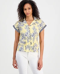 Nautica Women's Cotton Toile Button-Front Blouse