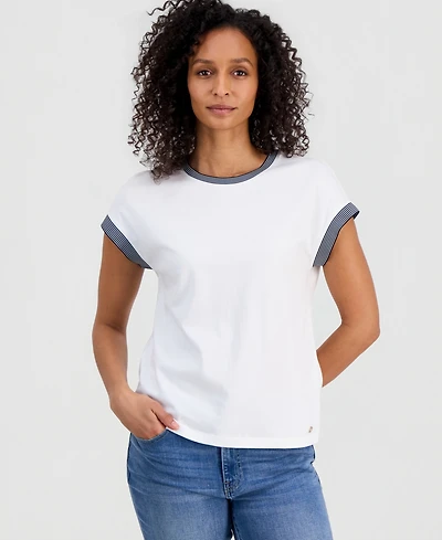 Nautica Women's Striped-Trim Dolman-Sleeve T-Shirt