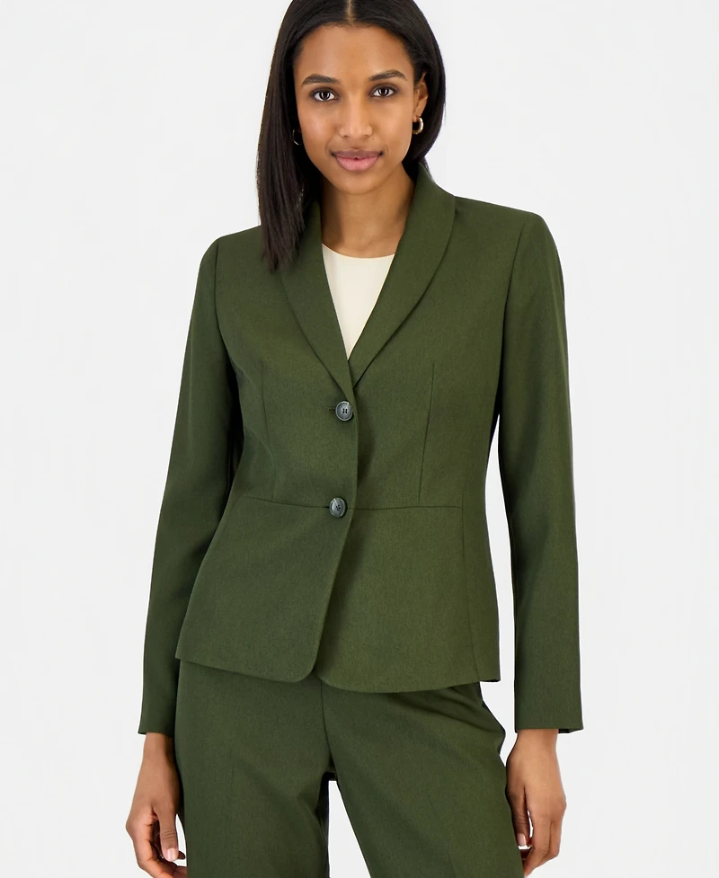 Le Suit Women's Two-Button Shawl Collar Blazer & Pants Suit, Regular Petite