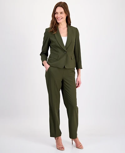 Le Suit Women's One-Button 3/4-Sleeve Pantsuit