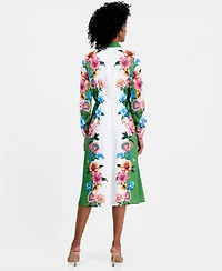 T Tahari Women's Drawstring-Waist Midi Shirtdress