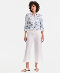 Charter Club Women's Cropped Wide-Leg 100% Linen Pants, Exclusively at Macy's