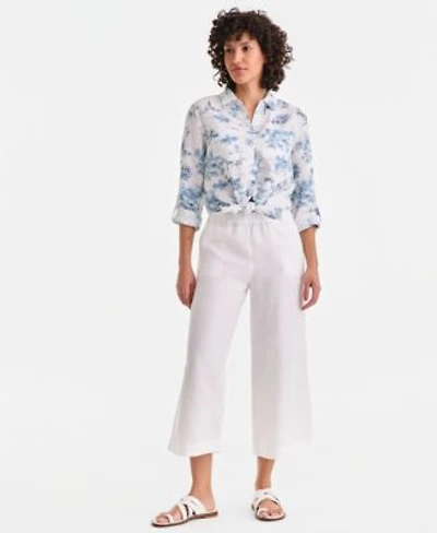 Charter Club Womens Cropped Wide Leg 100 Linen Pants Exclusively At Macys