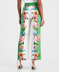 T Tahari Women's Printed Belted Wide-Leg Pants
