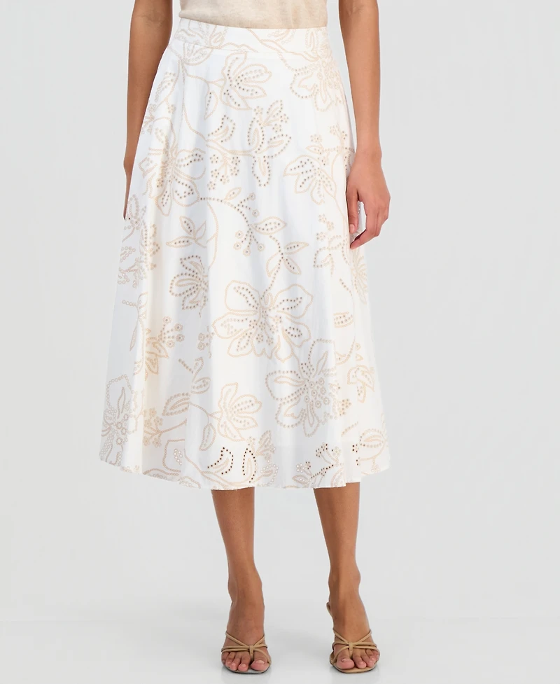 T Tahari Women's Cotton Pull-On Skirt