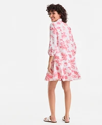 Charter Club Women's 100% Linen Flounce Shirtdress, Created for Macy's