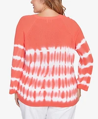 Ruby Rd. Plus Tie Dye Cotton Raglan Sweater