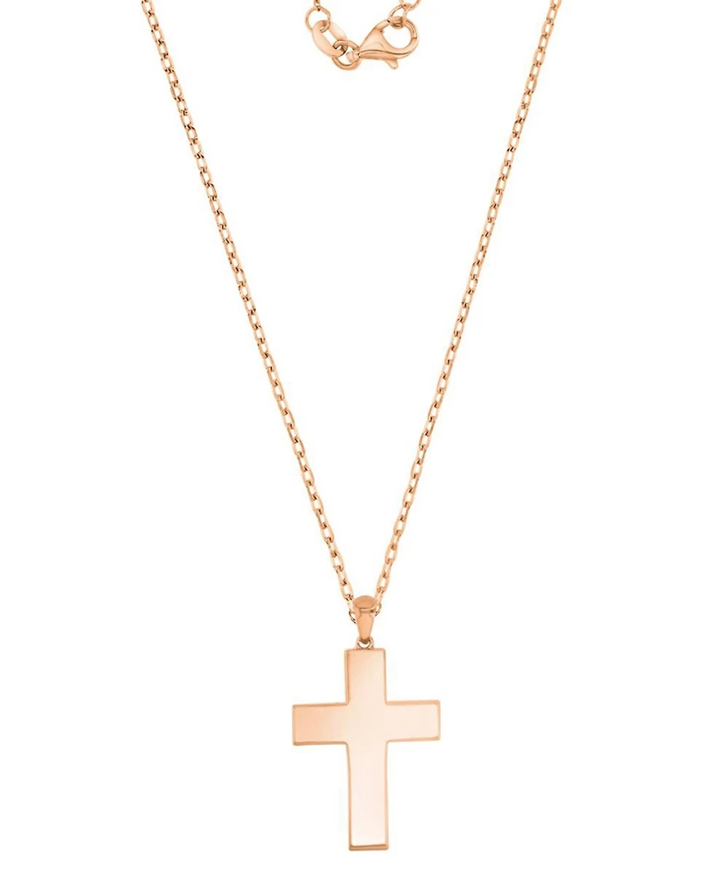 Macy's Onyx and Diamond (0.048 ct. t.w.) Cross Necklace in 10k Rose Gold