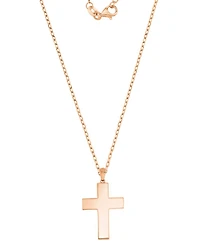Macy's Onyx and Diamond (0.048 ct. t.w.) Cross Necklace in 10k Rose Gold