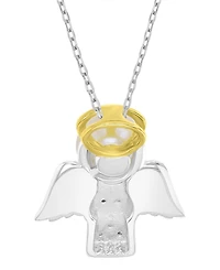Macy's Diamond (0.01 ct. t.w.) & Imitation Pearl Angel Necklace in 14K yellow gold over sterling silver