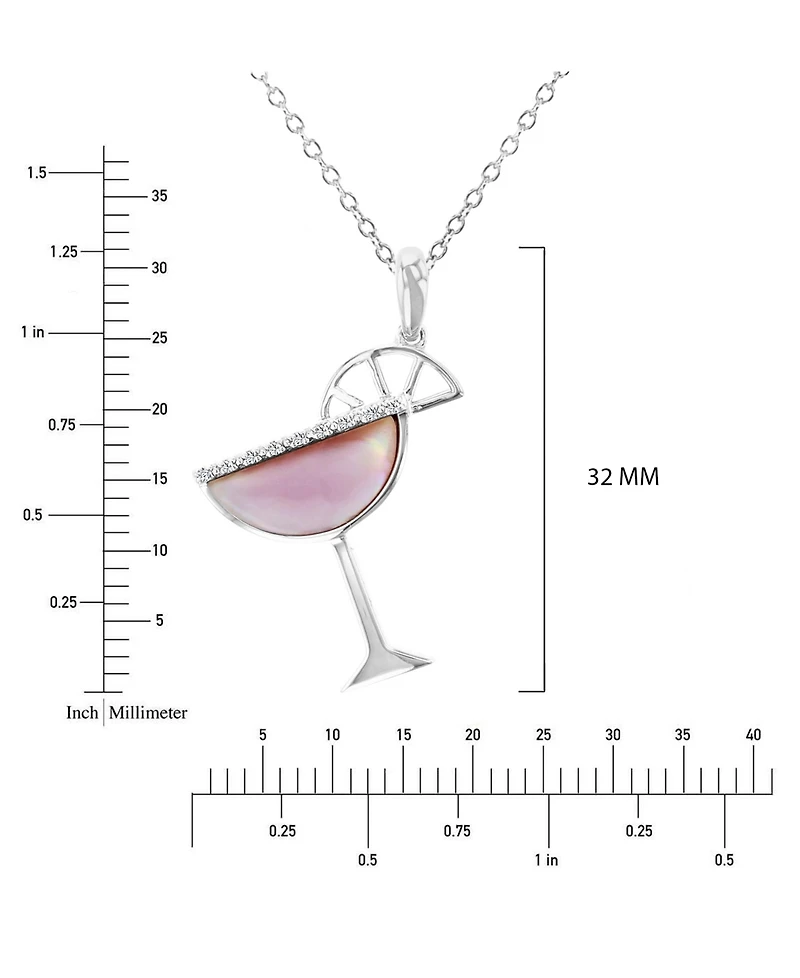 Macy's Imitation Pearl and Diamond (0.018 ct. t.w.) Martini Glass Necklace