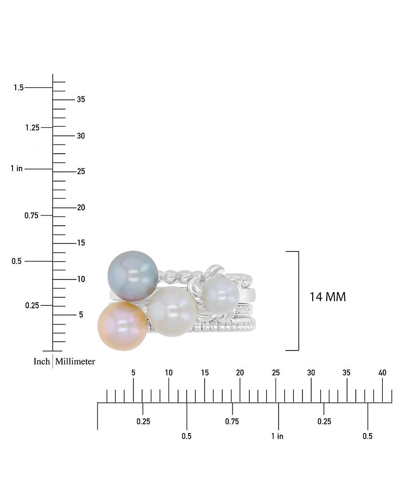 Macy's Imitation Pearl & Diamond (0.054 ct. t.w.) Stackable Ring