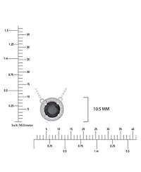 Macy's Onyx & Created White Sapphire (0.09 ct. t.w.) Station Necklace in Rhodium Over Sterling Silver