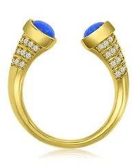 Macy's Lapis (1 ct. t.w.) and Cubic Zirconia Ring 14K Yellow Gold Over Sterling Silver