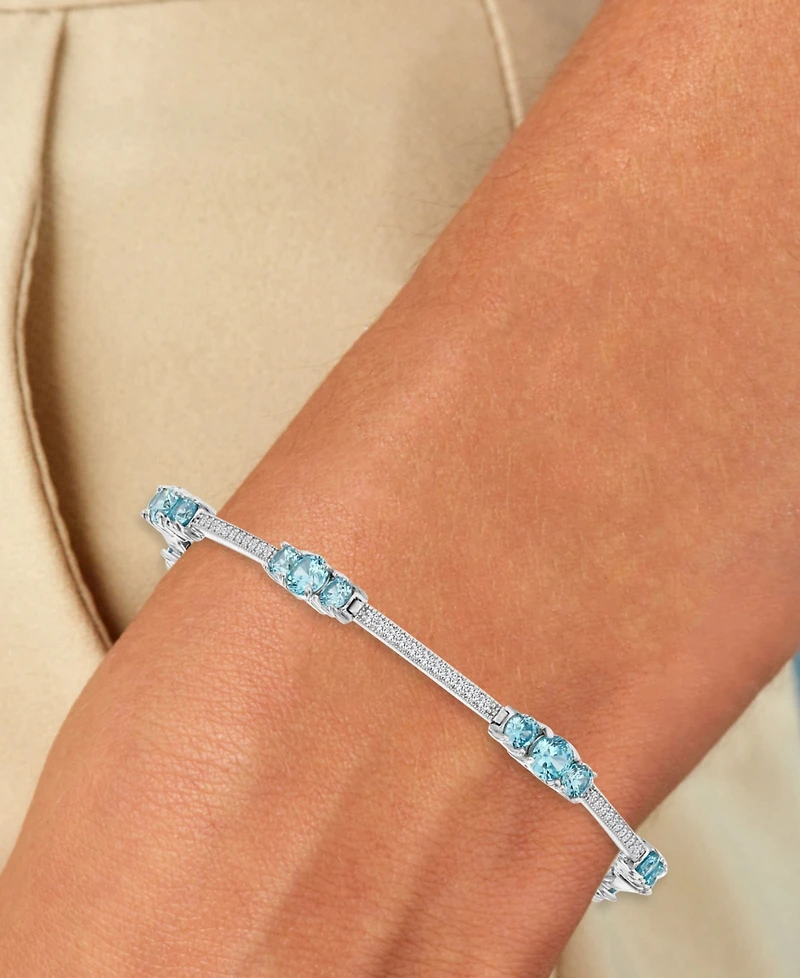 Macy's Cubic Zirconia (4.9 ct. t.w.) Rhodium Over Sterling Silver Tennis Bracelet