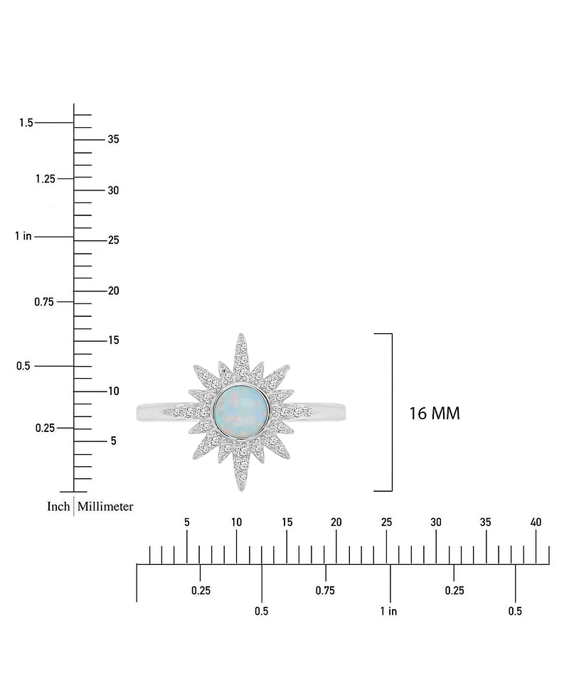 Macy's Opal and Cubic Zirconia (0.288 ct. t.w.) Starburst Ring