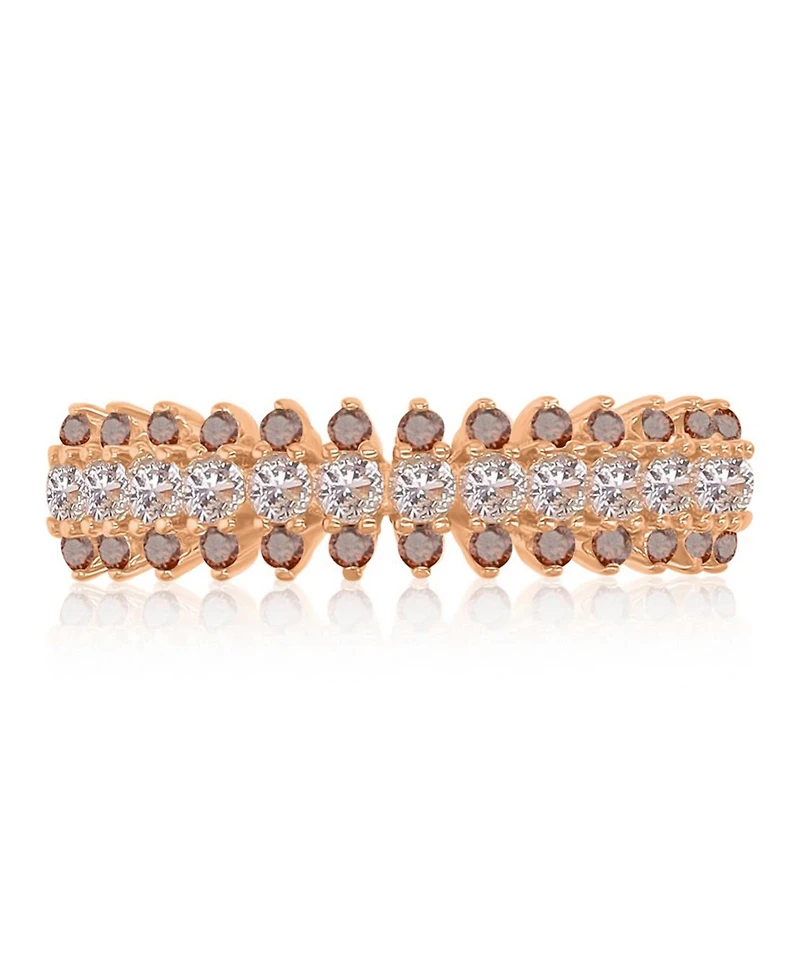 Macy's Coffee Cubic Zirconia (0.52 ct. t.w.) and Morganite (0.65 Spike Ring 14k Rose Gold Over Sterling Silver