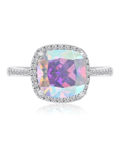 Macy's Aurora Borealis (9 ct. t.w.) & Cubic Zirconia (9.004 ct. t.w.) Halo Engagement Ring