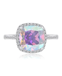 Macy's Aurora Borealis (9 ct. t.w.) & Cubic Zirconia (9.004 ct. t.w.) Halo Engagement Ring