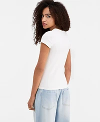 Just Polly Juniors' Hibiscus Patchwork Short-Sleeve T-Shirt