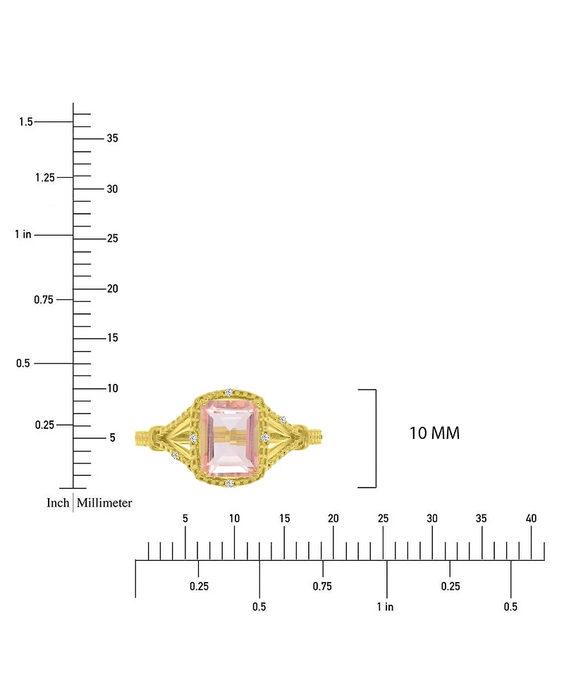 Macy's Diamond (0.017 ct. t.w.) & Morganite (1.55 Quartz Ring 10k Yellow Gold
