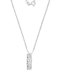 Macy's Sapphire (0.22 ct. t.w.) and Ruby (0.33 ct. t.w.) Open Circle Necklace in Rhodium Over Sterling Silver