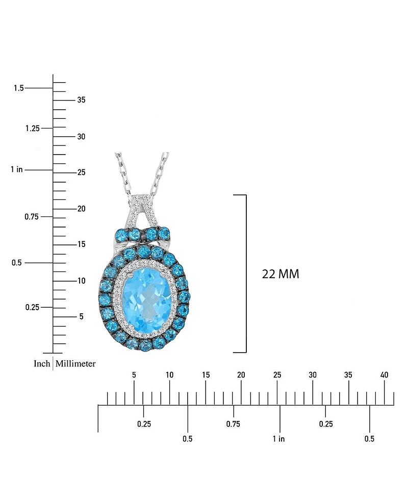 Macy's Blue Topaz (0.84 ct. t.w.) & Created Sapphire (0.15 ct. t.w.) Necklace in Rhodium Over Sterling Silver