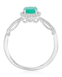 Macy's Emerald (0.76 ct. t.w.) & Diamond (0.14 ct. t.w.) Halo Ring in 14k White Gold