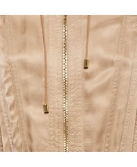 Pre-Owned Balmain Women's Beige Gabardine Long Zip-Up Jacket